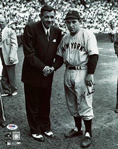 Yankees Yogi Berra חתום אותנטי 11x14 תמונה w/babe ruth psa/dna