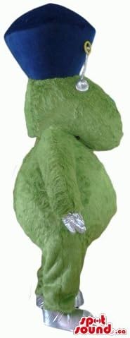 מפלצת שעירה ירוקה של מרקמים במגרש דמות מצוירת של כובע קמע ארהב תחפושת