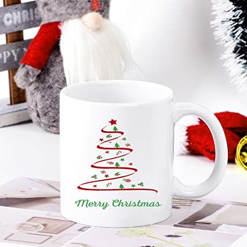 חג המולד קפה ספל עם החג שמח עץ חג המולד מתנות לחברים משפחה יומי להשתמש לבן קרמיקה קפה כוס 11 אונקיה
