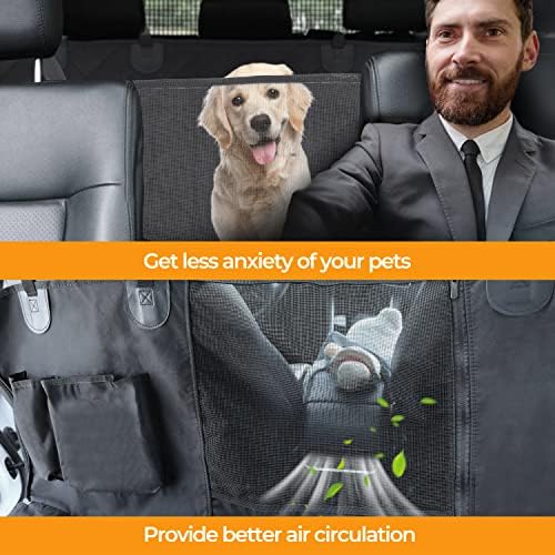 כיסוי מושב לרכב לכלבים דלוקס פשוט למושב אחורי, ערסל לרכב לכלבים עמיד למים עם חלון רשת, מגן מושב