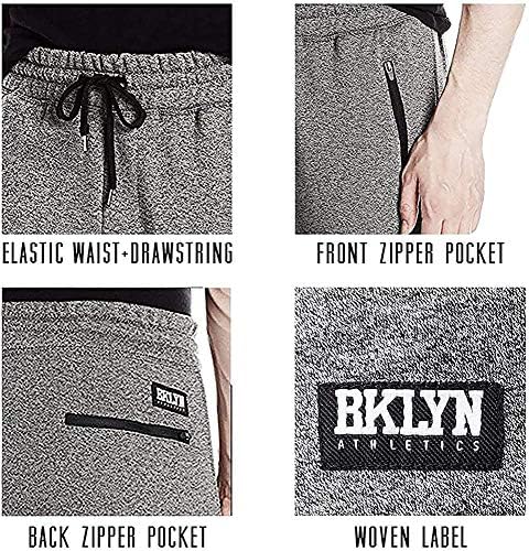 ברוקלין אתלטיקה גברים של צמר אצן מכנסיים פעיל רוכסן כיס מכנסי טרנינג