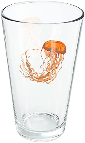 מתחת למים כתום מדוזה מדוזה 16 כוס ליטר עוז, זכוכית מחוסמת, עיצוב מודפס & מגבר; מתנת מאוורר מושלמת