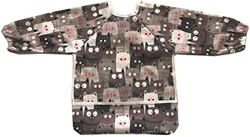 Mumbaby Baby Bib Sleeved Shirt עם כיס 1-3 שנים פעוטות, אטום למים וניתן לכביסה