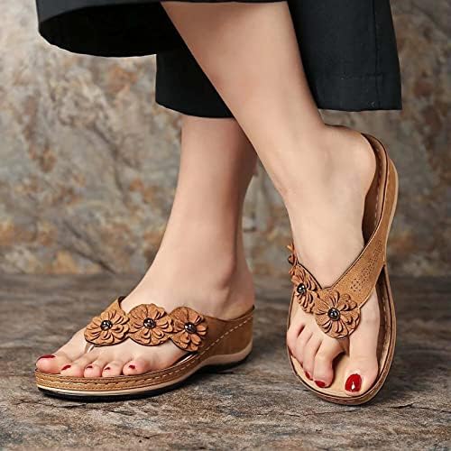 נעלי בית לנשים קשת תמיכה אורטופדי שקופיות אופנה פרח קיץ מזדמן טריז סנדלי כישלון להעיף אמא של יום