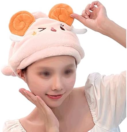 Quanjj כובע שיער יבש חמוד לנשים סופג מים כובע מקלחת לייבוש מהיר מנגב שיער מעוגל עטוף כיסוי ראש