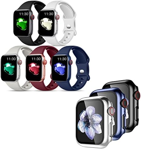 Easuny 5 Pack תואם ללהקה של Apple Watch 44 ממ ו -3 עיצוב מארזים עבור Apple Watch 44 ממ לסדרת IWatch