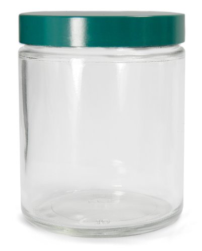 QORPAK GLC-01609 זכוכית צלולה בקבוק עגול דו צדדי ישר עם 53-400 תרמוסט ירוק F217 PTFE מרופד כובע,