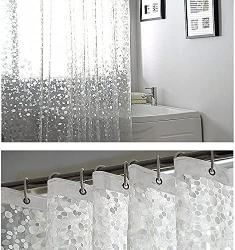 תוחם וילון מקלחת אמבטיה של IPSTYLE, אניה מקלחת כבד דוכן כבד PVC אטום למים ברור 3D חלוקי חלוקי אמבטיה לבית