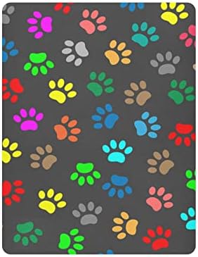 הדפסי כפה כלבים צבעוניים של אלזה מדפיס יריעות עריסה של בעלי חיים סדין בסינט מצויד לבנים פעוטות