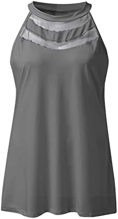 קיץ סתיו חולצה חולצת טי לנקבה 2023 בגדי טרנדי צוות צוואר ללא משענת הלטר רופף כושר בראנץ ' הלטר רשת טי 8 גרם