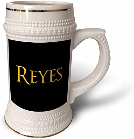 3drose Reyes שם תינוק פופולרי בארצות הברית. צהוב על קסם שחור - 22oz שטיין ספל