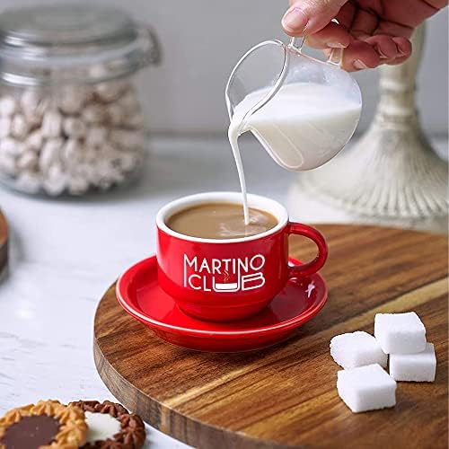 מועדון מרטינו 2.7 גרם כוסות קפה חרסינה עם סט צלוחיות - ספלי קפה הניתנים לערימה עם מתלה - כוסות קפה