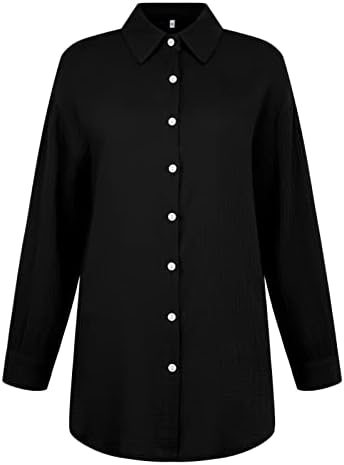 נשים נופלות חולצות פשתן דקיקות כפתור מעילי עמדת שרוול ארוך מעילים אורך אורך מכסה סוודר קרדיגן