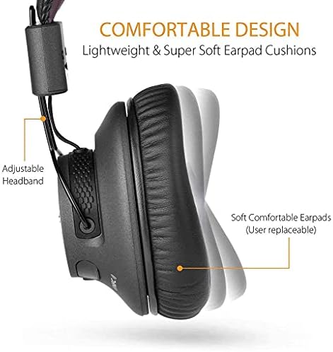 Avantree Audition Pro & DG80-40 HR Bluetooth Over אוזניות אוזניים עם מיקרופון למשרד הביתי ו- Bluetooth 5.0