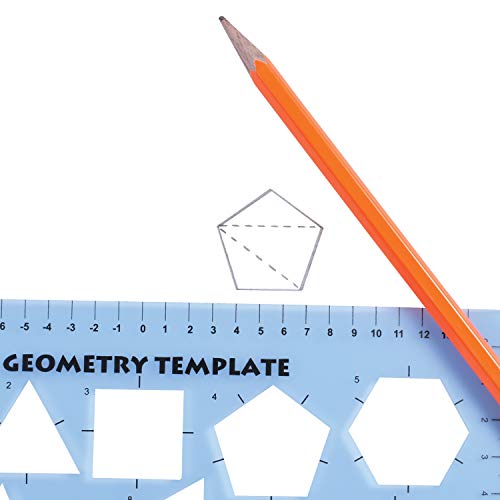 תבנית גיאומטריה יתרון למידה - סטנסיל גיאומטרי יציב לצייר צורות 2 ד ולמדוד זוויות - כולל סרגל בתוספת