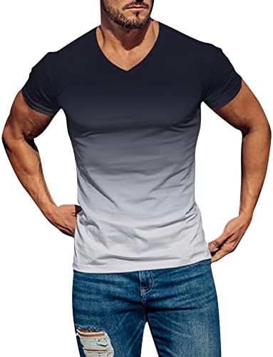 חולצות טריקו של שרוול קצר של XXBR Mens, 2022 צמרות טי טלאים של שיפוע קיץ, חולצת טק