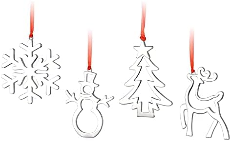 4 חבילה חג המולד קישוטי חג המולד עץ קישוטים, 3 אינץ סגסוגת תליית קסמי עם אדום מחרוזת עבור חג המולד עץ קישוט
