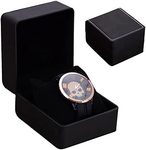 שחור עור שעון תיבת צמיד תכשיטי תצוגת תיבת שעון אריזת מתנה נייד מתנת אריזת מתנה