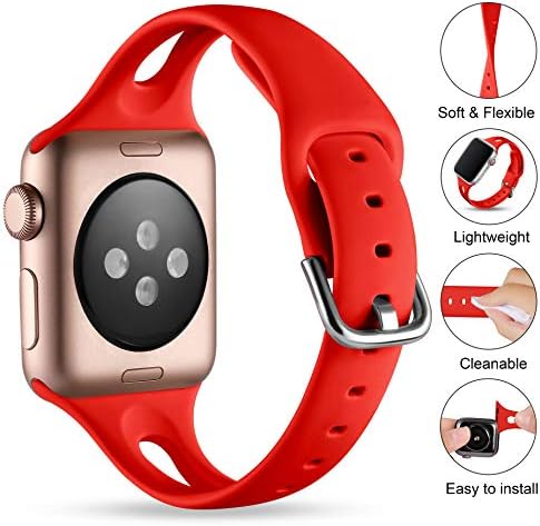 להקת Getino Sport תואמת ל- Apple Watch 42 ממ 44 ממ Iwatch Series 6 5 3 2 1 להקות SE, רצועת כף יד רכה