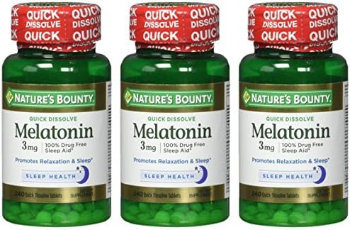 Natures Bounty Melatonin 3 מג טבליות ממיסות מהירות 240 ספירה