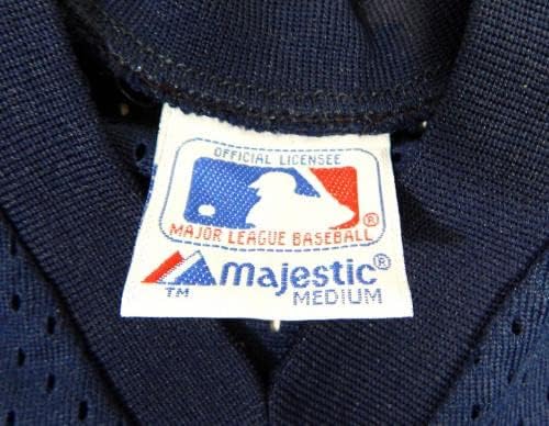 1983-90 מלאכים בקליפורניה משחק ריק הונפק תרגול חבטות כחול ג'רזי M 898 - משחק משומש גופיות MLB