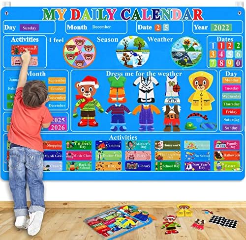 Craftstory Changy Callendar Calendar Callendar Circle-Time Learning, לוח השנה היומי שלי הרגיש לוח עבור