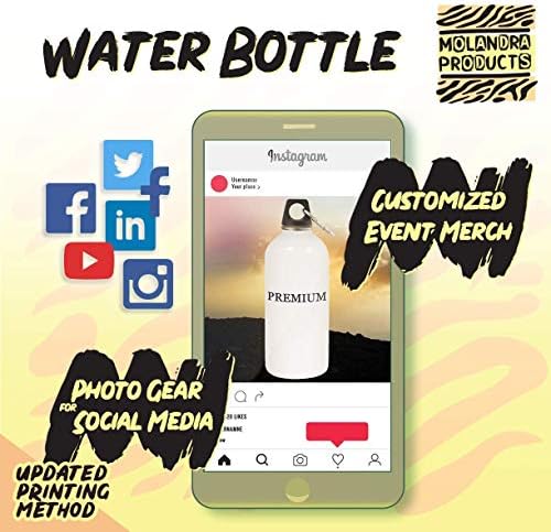 מוצרי מולנדרה ייצור - 20 oz hashtag בקבוק מים לבנים נירוסטה עם קרבינר, לבן