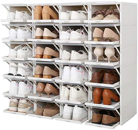 נעלי Tazsjg מתלה מפלסטיק קופסאות נעליים מתקפלות לתיבות נעליים נעליים מארגן נעלי עקב גבוהות מגירות אחסון
