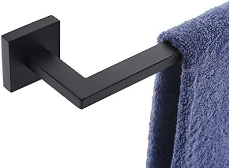 הוהו מוט מגבות שחור מט, מתלה מחזיק מגבות נירוסטה 24 אינץ 'לתושבת קיר לאמבטיה או למטבח, 106 ל60 ק ג