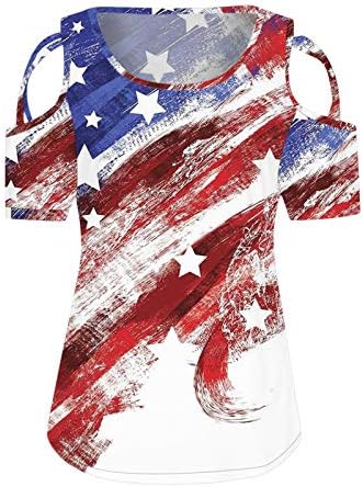 4 ביולי חולצות לנשים שרוול קצר עם צווארון טוניקת חולצות אמריקאי דגל כוכבים פסים פטריוטית חולצה טוניקת