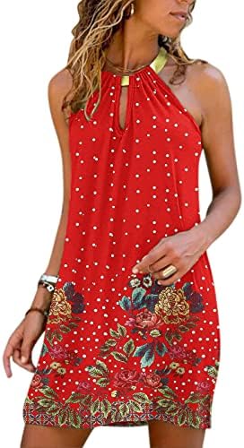 נשים קיץ מזדמן חוף טנק שמלה בוהמי פרחוני הדפסת שרוולים צוואר קצר מיני שמלות משמרת שמלה קיצית