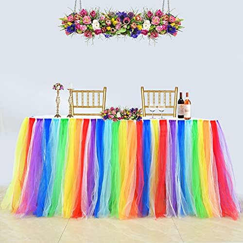 חצאית שולחן טוטו טוטו של קשת טול לחתונה למסיבת יום הולדת מקלחת לתינוקות מסיבת חד קרן חצאיות שולחן