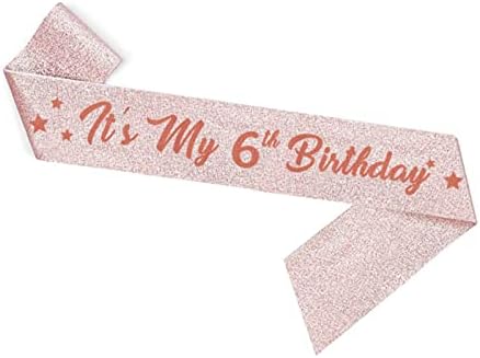 יום הולדת 6 אבנט וטיארה לבנות, 6 & SASH FALLUTER SASH ו- WINK WERDAY SET, מתנות ליום הולדת שישי שמחות לציוד