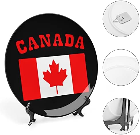 דגל קנדה תלוי צלחת דקורטיבית קרמיקה עם עמדת תצוגה מתנות לחתונה בהתאמה אישית