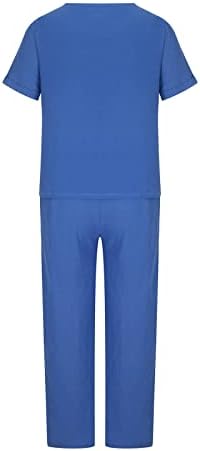 Comigeewa בראנץ 'כפתור מכנסיים מערכות לנשים סתיו סתיו פשתן ישר מכנסיים בסיסיים מכנסיים נשים 2023 ביגוד