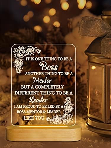 עמוני בוס ליידי מתנות לנשים, מגניב מתנות עבור בוסים, לילה אור חם לבן אור עץ בסיס מנורת שינה דקור עבור