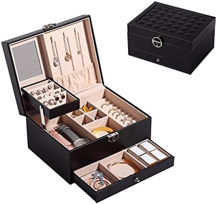תכשיטים של סאנסה מארז תכשיטים רב שכבתי קופסא אחסון קופסא אחסון PU עור קטיפה קופסת קופסת קופסת שעון עגיל
