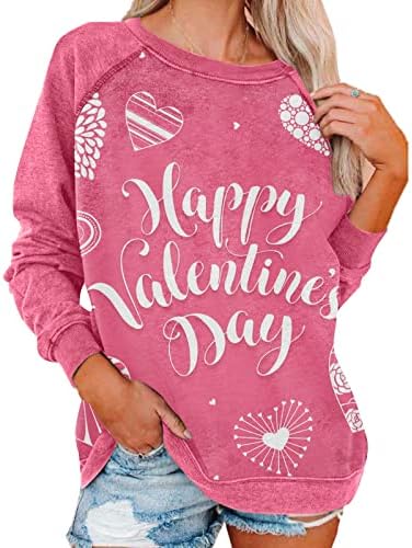 נשים אהבת לב סווטשירט האהבה גרפי חולצה חג האהבה שמחה חולצות מקרית חולצות בסוודרים