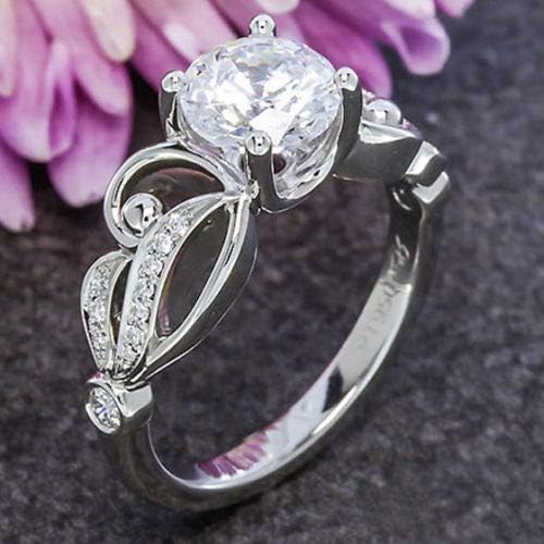 תכסיס פיילין אופנה נשים 925 כסף תכשיטי עגול לחתוך לבן ספיר חתונה טבעת גודל 6-10