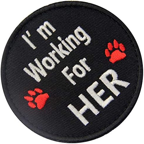 כלב שירות אני עובד עבור האפודים שלה / רתמות סמל רקום אטב וו & מגבר; תיקון לולאה