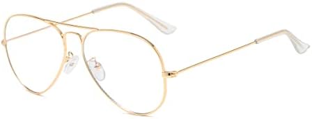 ג ' ונסיקה טייס כחול אור משקפיים לנשים גברים קלאסי טייס מחשב משקפיים ברור עדשת מתכת מסגרת משקפיים