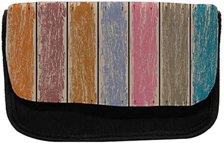 מארז עיפרון הדפסת עץ לונא -לונדיט, לוחות כפריים גרונגי, תיק עיפרון עט בד עם רוכסן כפול, 8.5 x 5.5, רב צבעוני