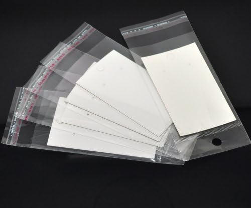 ריק להתאמה אישית-עגילי תכשיטי נייר ופלסטיק כרטיסי תצוגה מלבן לבן עם שקיות אטימה עצמית