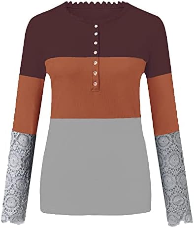 נשים צבע בלוק חולצות ארוך שרוול חצי לרכוס בסוודרים סווטשירט מזדמן רופף סתיו חולצה חולצה