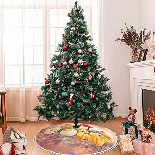 חצאית עץ חג המולד צבעונית עם סתיו עם חצץ פום, בדוק את חצאית עץ חג המולד לחג חג המולד לחג המולד לשנה