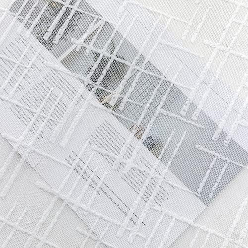 וילון וילון של דיסאר 2 לוחות סט, וילונות האפלה בחדר שינה פוליאסטר פוליאסטר לבן לבן שקוף גיאומטרי חוצה סלון