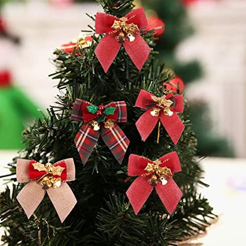 2022 קשת קשת קשתות לחג המולד עם פעמוני ברזל קישוטי עץ חג המולד עניבה עניבה DIY קשת קשת קישוטי מסיבת מלאכה
