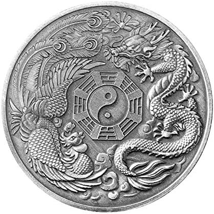 ספורט דו צדדי הנצחה מטבע סיני הדרקון ופניקס הנצחה מטבעות אליזבת השני אוסף מתנת אמנות מלאכות מזכרות מטבע