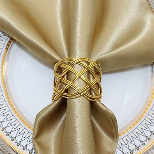 Lhllhl מפית זהב טבעות מתכת טוויסט טוויסט מפית טבעת מפיות לחתונות מסיבת ארוחת ערב.