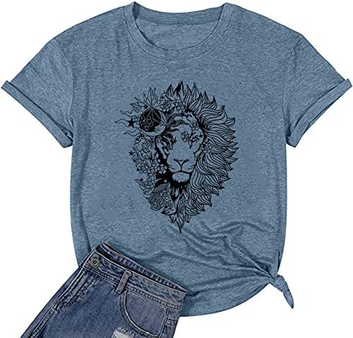 חולצת אריה אריה מצחיק טיז גרפי חמוד חמוד חולצה חמניות קיץ